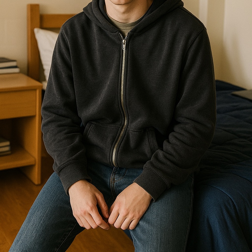 Blue Notes Dark Charcoal Gray Zip-Up Hoodie – Size L